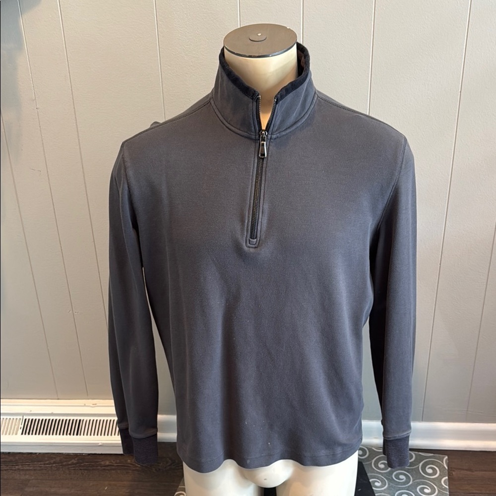 Robert Graham Men’s Large Classic Fit Charcoal Zip-Up Sweater